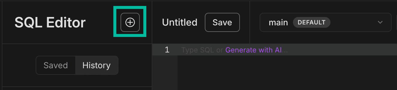 sql editor new query button